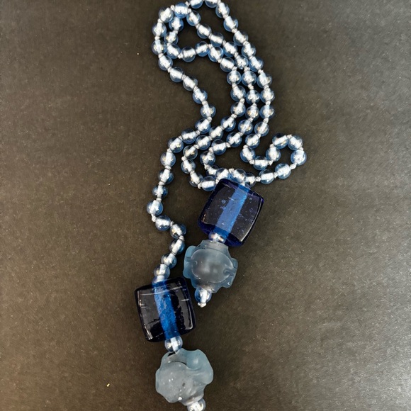 Blue Glass Curtain Tie Backs - Set of Five